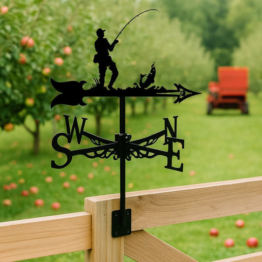 Fishing Scene Stainless Steel Weathervane