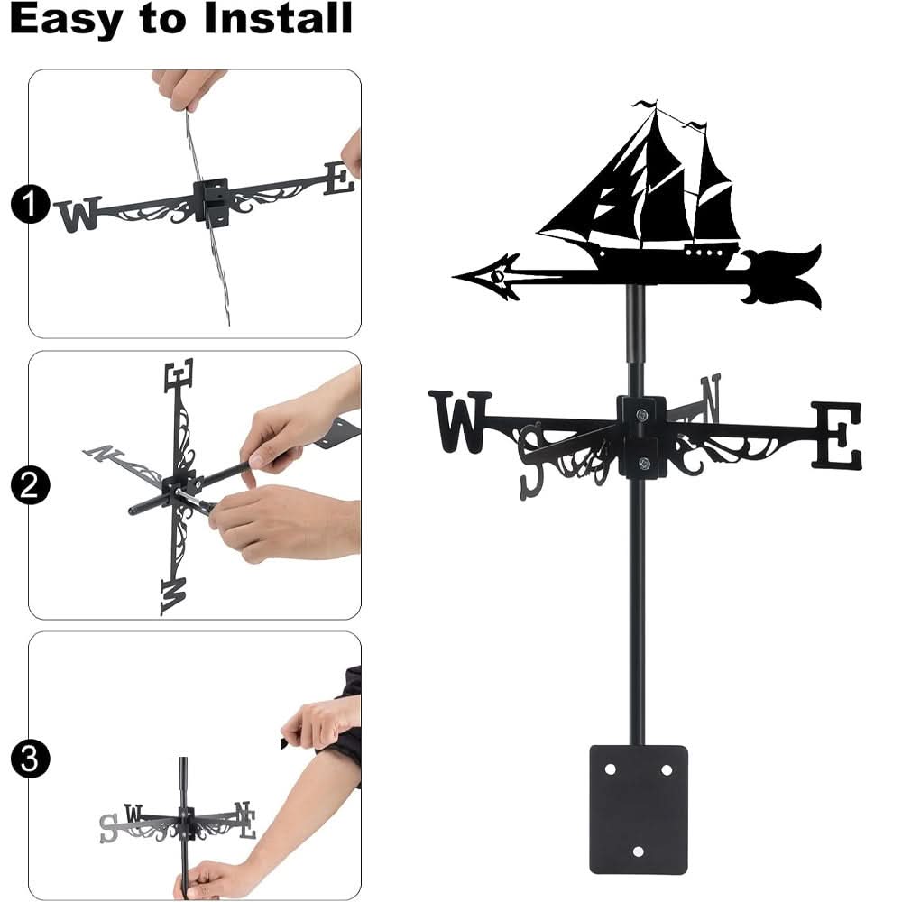 Sailboat Ocean Silhouette Stainless Steel Weathervane