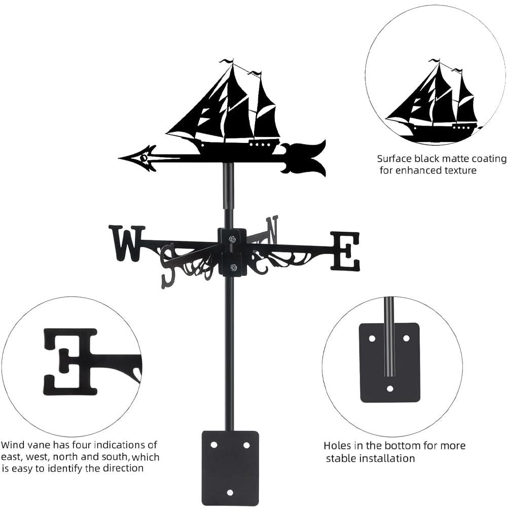 Sailboat Ocean Silhouette Stainless Steel Weathervane