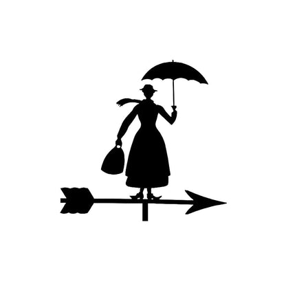 Woman with Umbrella Silhouette Stainless Steel Weathervane