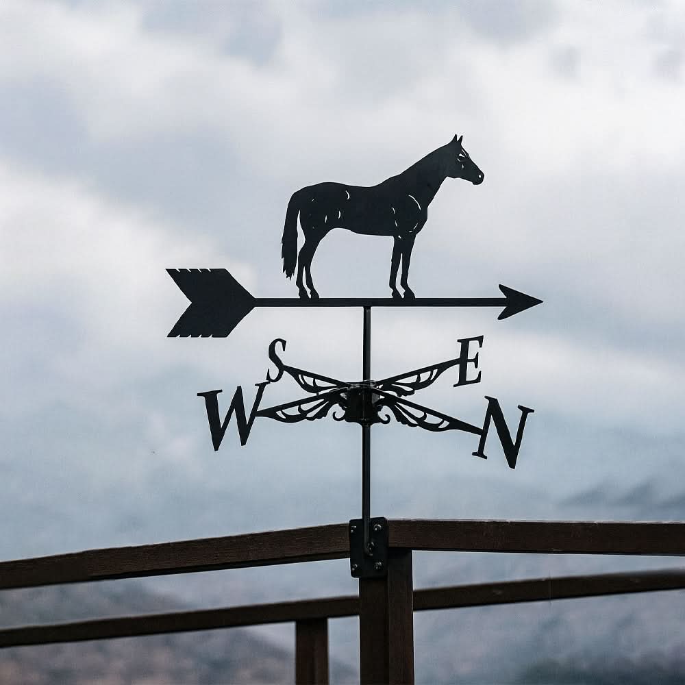 Horse Farm Silhouette Stainless Steel Weathervane