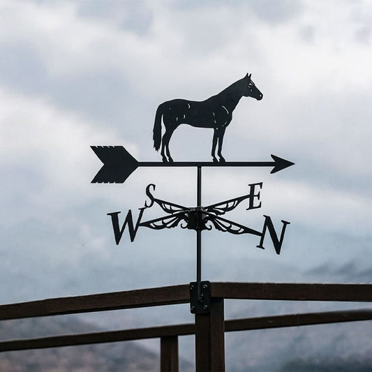 Horse Farm Silhouette Stainless Steel Weathervane