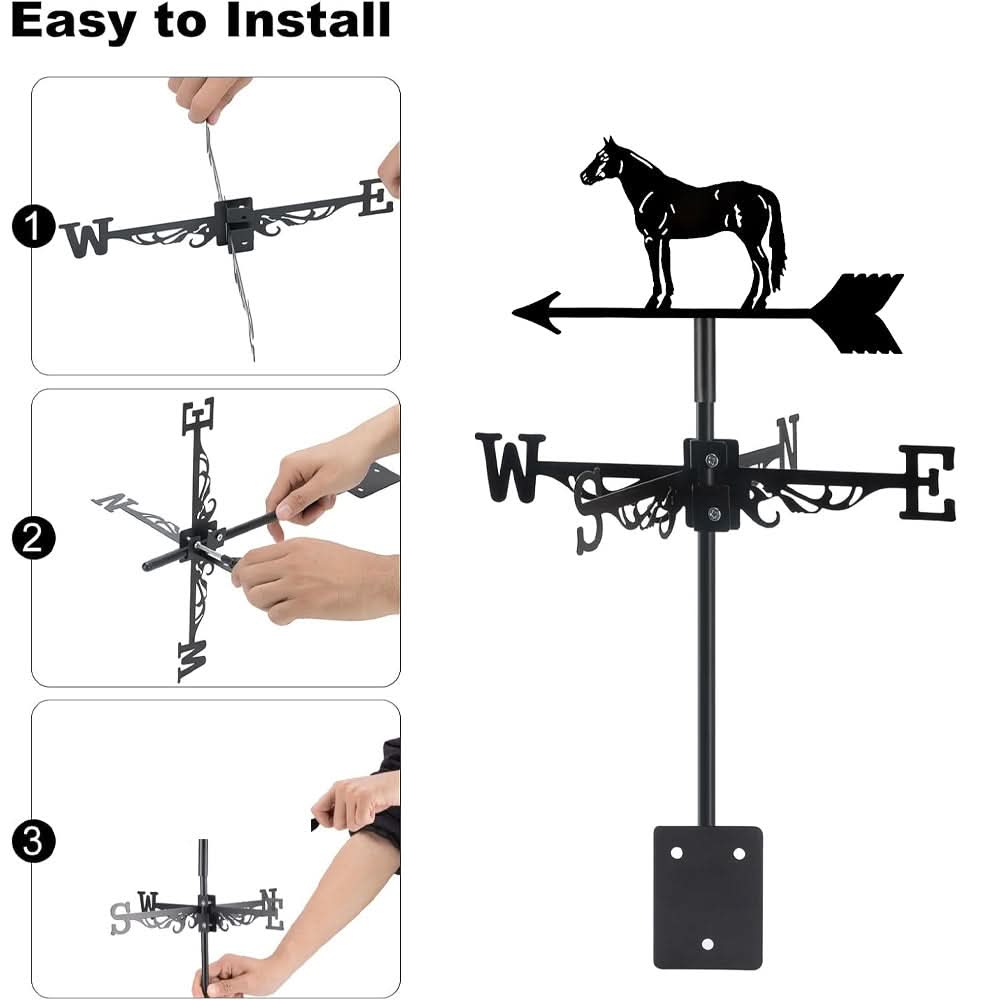 Horse Farm Silhouette Stainless Steel Weathervane