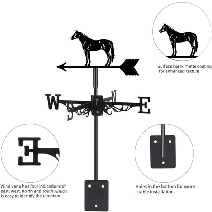 Horse Farm Silhouette Stainless Steel Weathervane