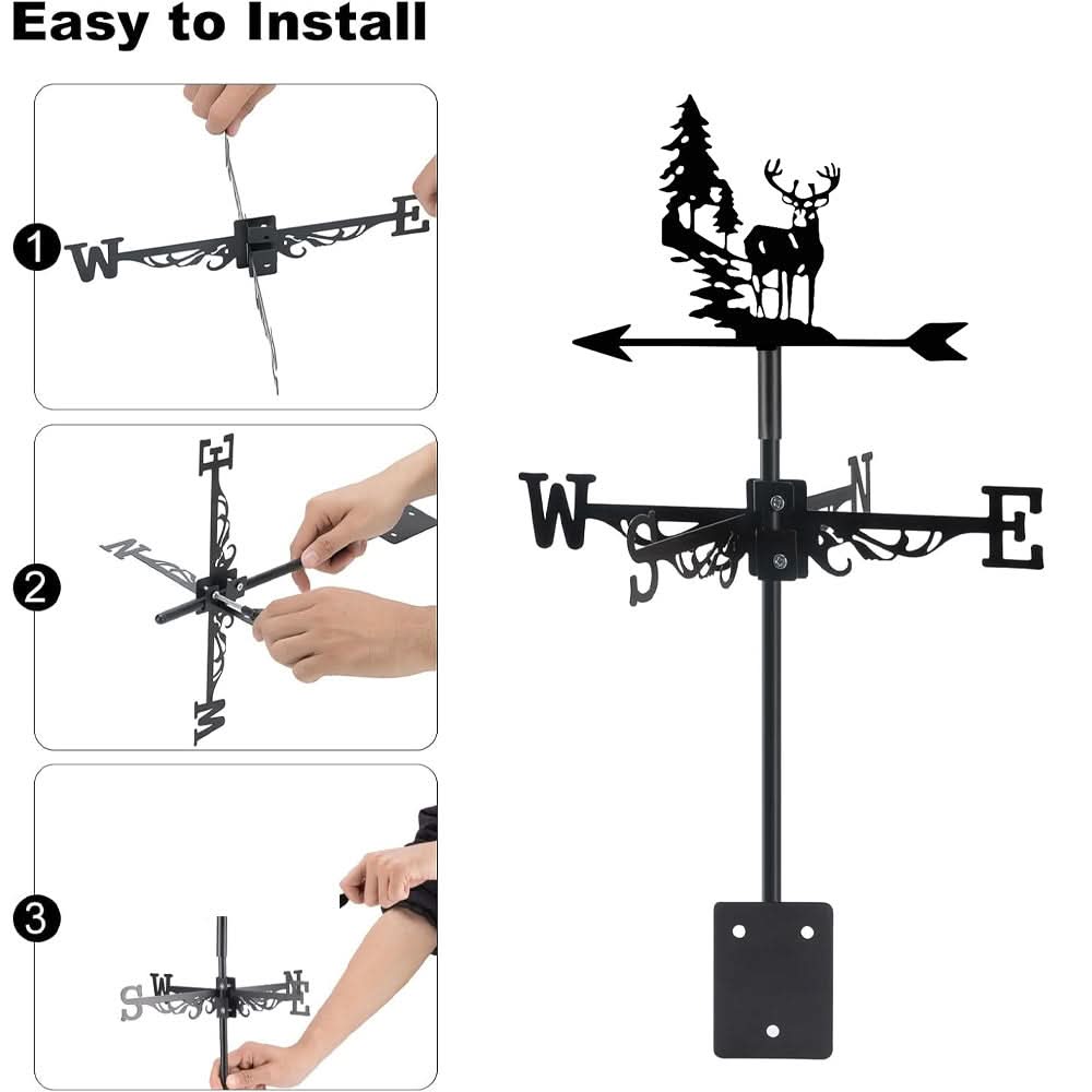 Forest Deer Scene Stainless Steel Weathervane
