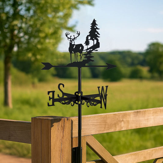 Forest Deer Scene Stainless Steel Weathervane