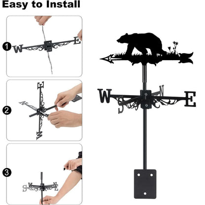Bear Wildlife Silhouette Stainless Steel Weathervane