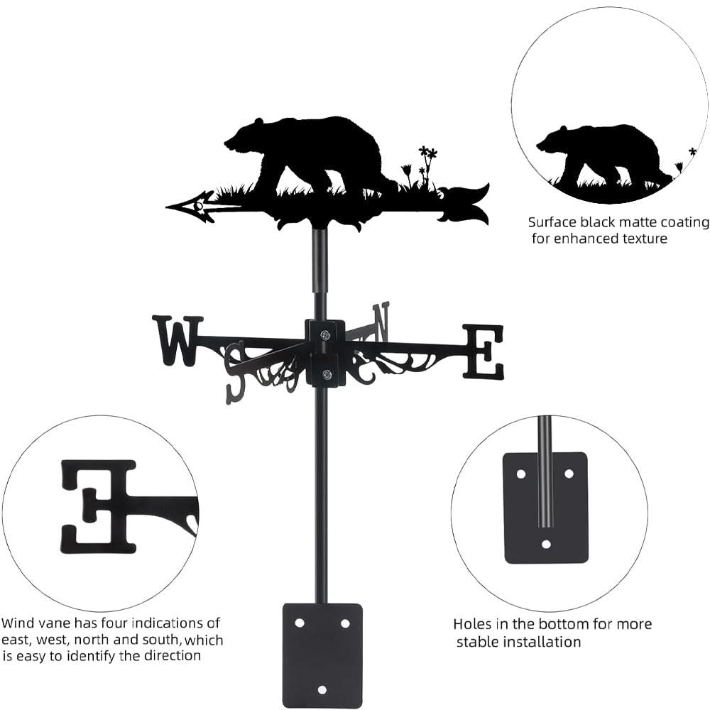 Bear Wildlife Silhouette Stainless Steel Weathervane