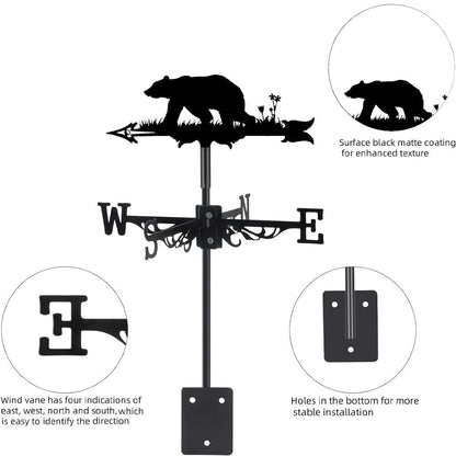 Bear Wildlife Silhouette Stainless Steel Weathervane