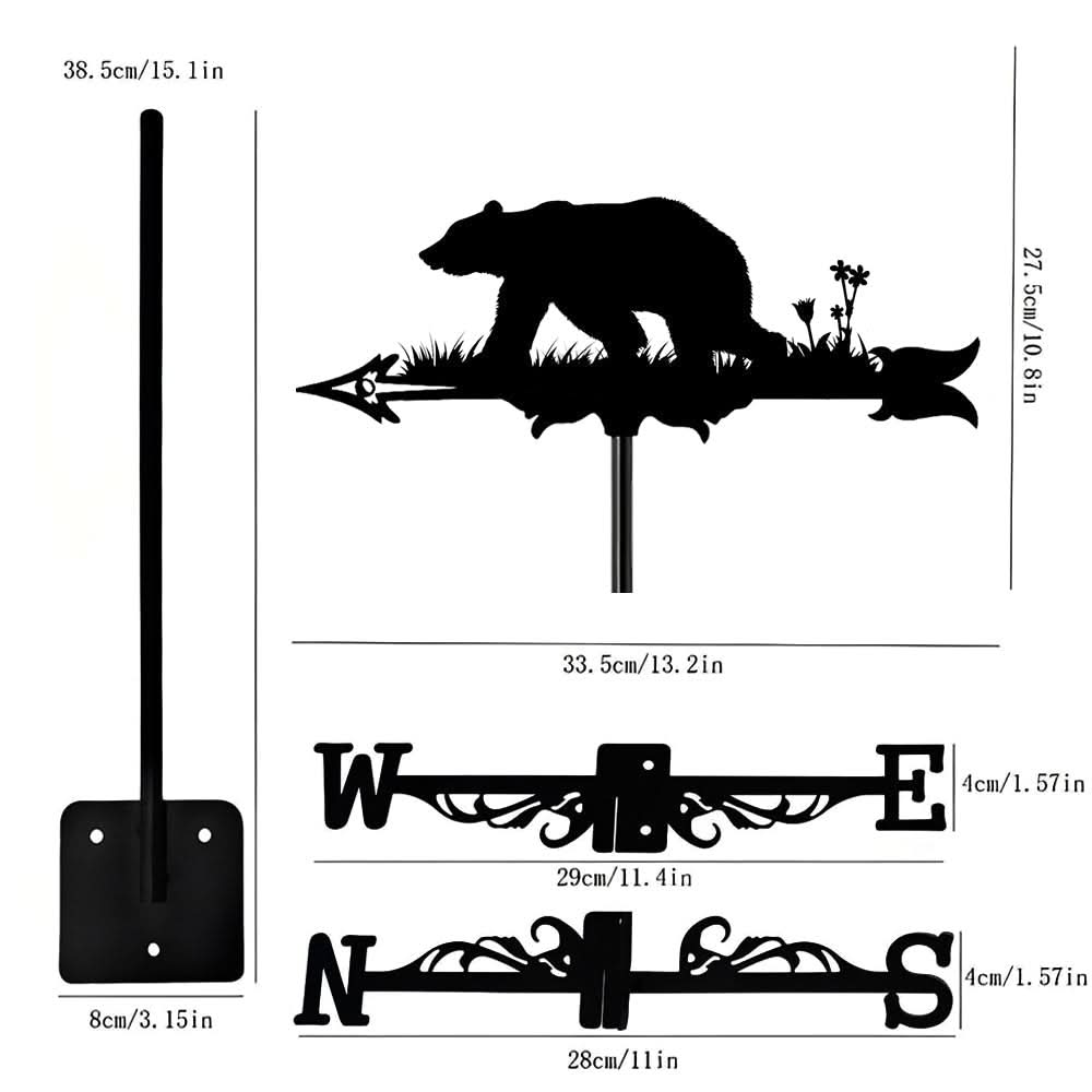 Bear Wildlife Silhouette Stainless Steel Weathervane