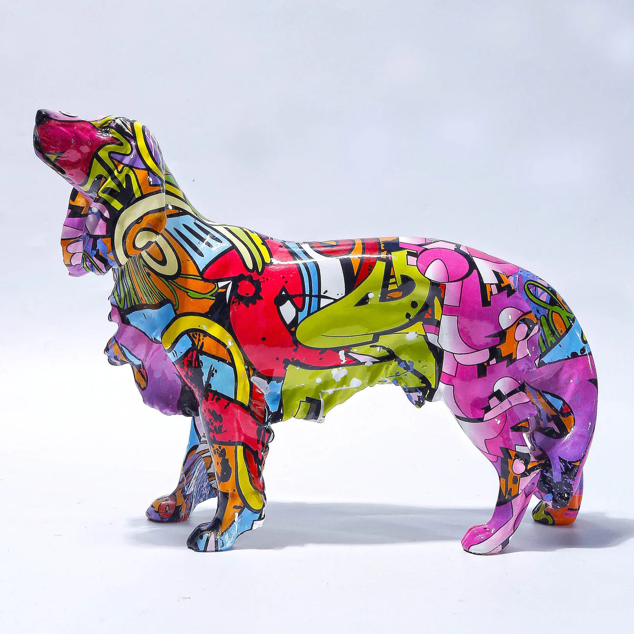 ArtZ® Golden Retriever Graffiti Painted Statue Graffiti Dog Sculptures Abstract