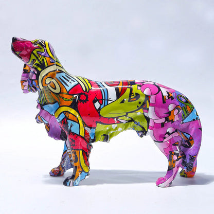 ArtZ® Golden Retriever Graffiti Painted Statue Graffiti Dog Sculptures Abstract