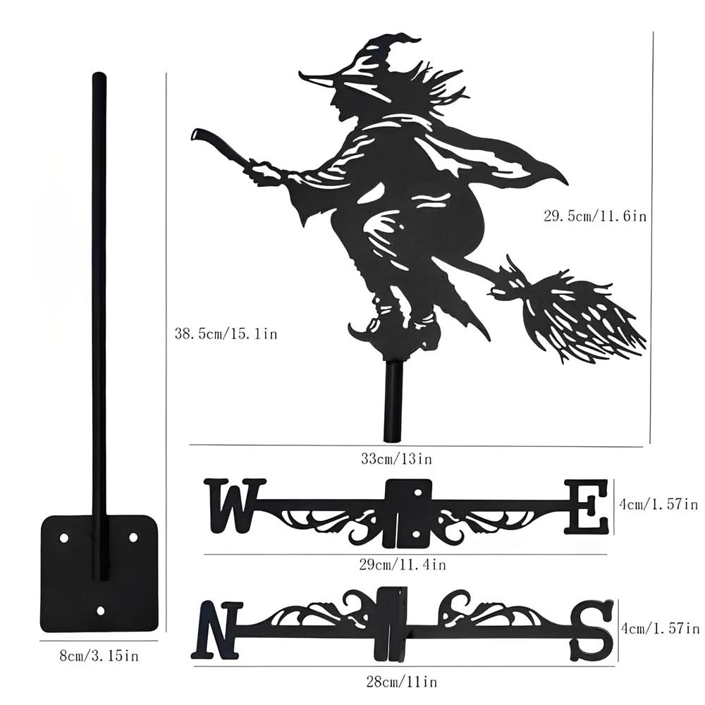Witch Silhouette Stainless Steel Weathervane