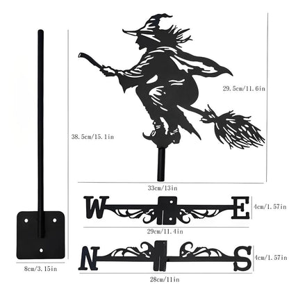 Witch Silhouette Stainless Steel Weathervane
