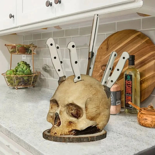 Gothic Skull Kitchen Knife Holder Organizer