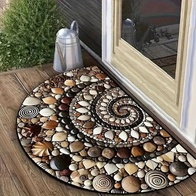 Coastal Spiral Pebble & Seashell Floor Mat