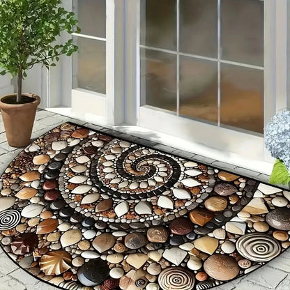 Coastal Spiral Pebble & Seashell Floor Mat