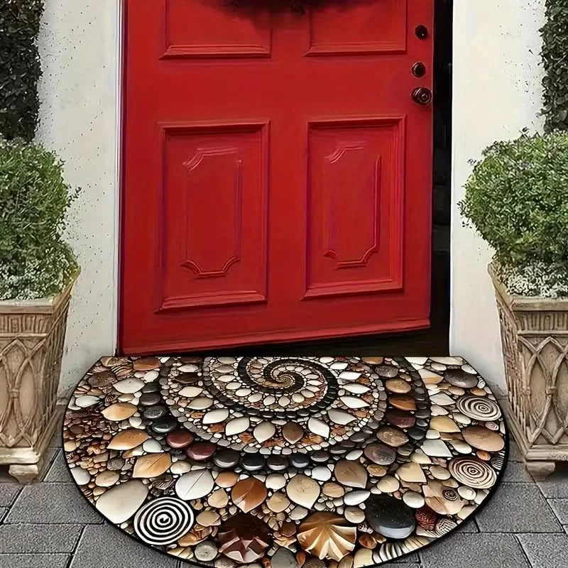 Coastal Spiral Pebble & Seashell Floor Mat