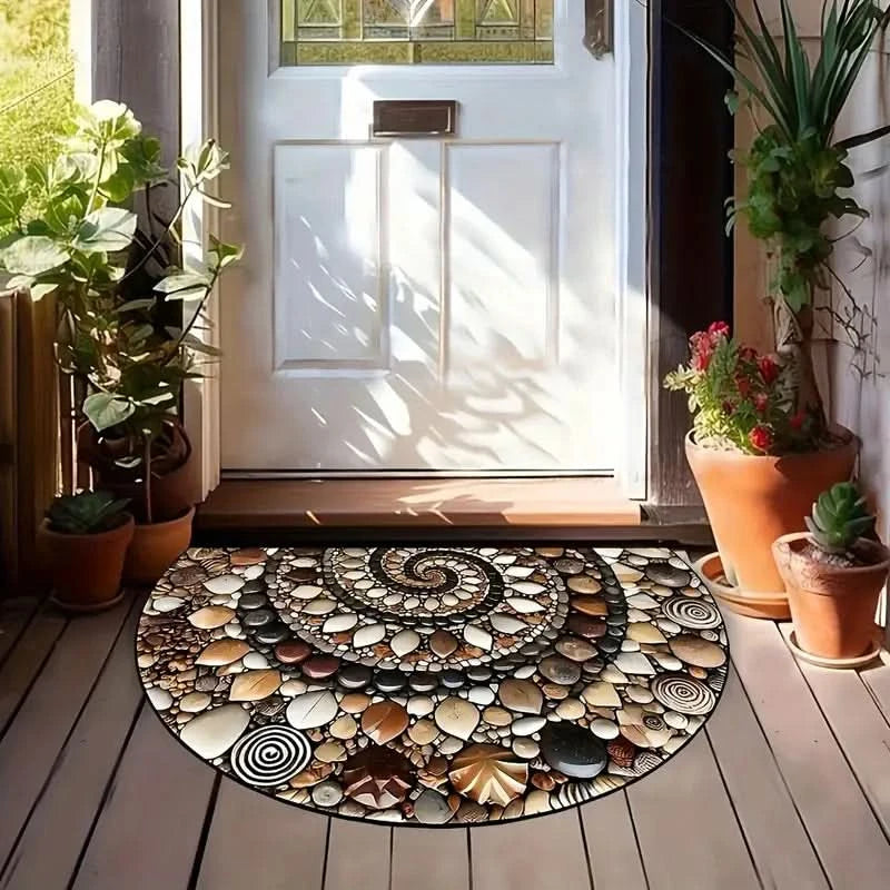 Coastal Spiral Pebble & Seashell Floor Mat