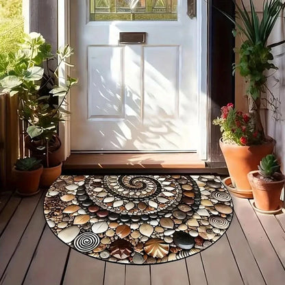 Coastal Spiral Pebble & Seashell Floor Mat