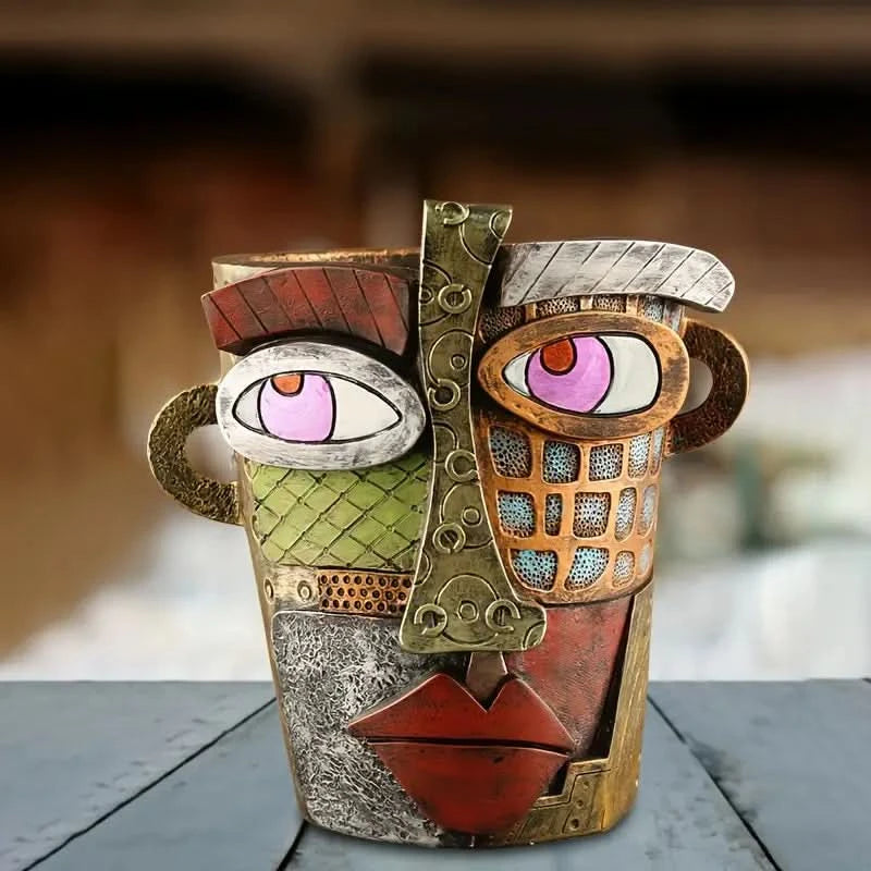 Abstract Face Ceramic Picasso-Style Planter