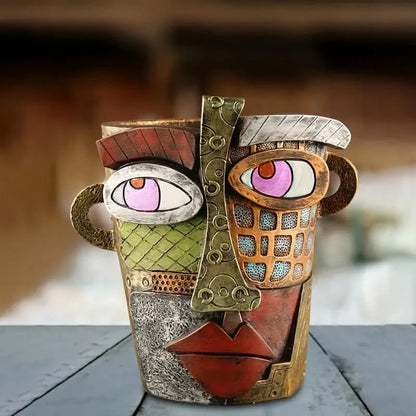 Abstract Face Ceramic Picasso-Style Planter