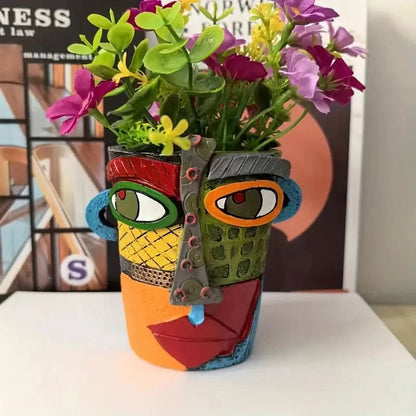 Abstract Face Ceramic Picasso-Style Planter