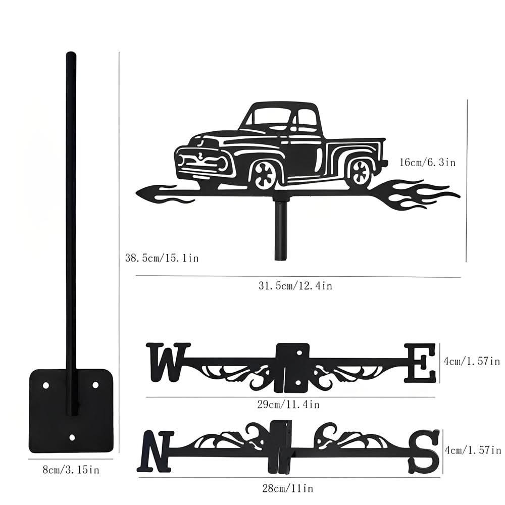 Pickup Truck Silhouette Stainless Steel Weathervane