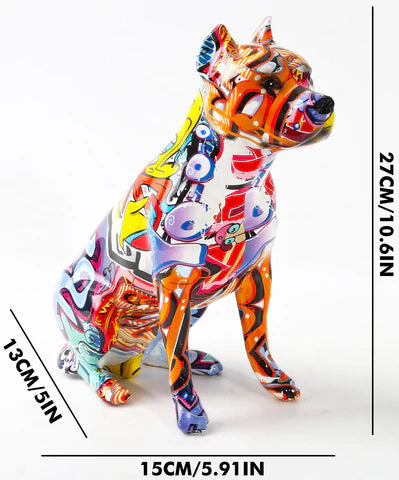 ArtZ® Staffordshire Terrier Graffiti Painted Statue Graffiti Dog Sculptures