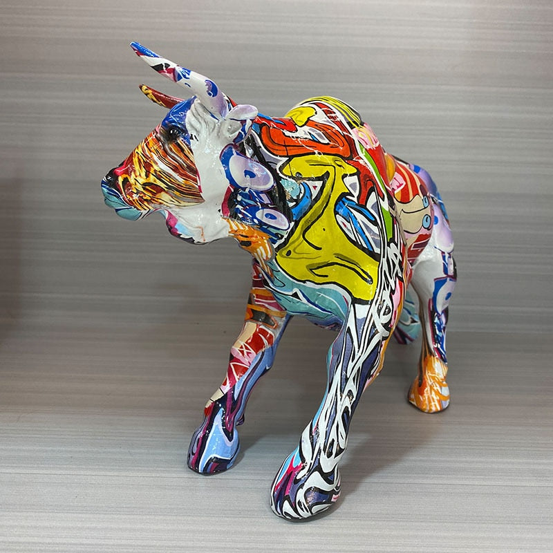 ArtZ® Graffiti Painted Bull Sculpture Graffiti Painted Bull Sculpture