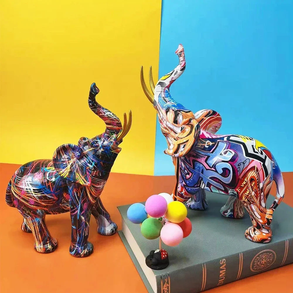 Graffiti Elephant Art Sculpture