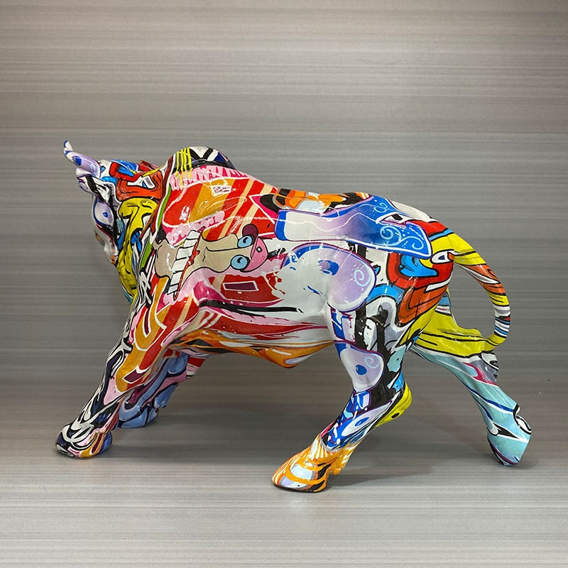 ArtZ® Graffiti Painted Bull Sculpture Graffiti Painted Bull Sculpture