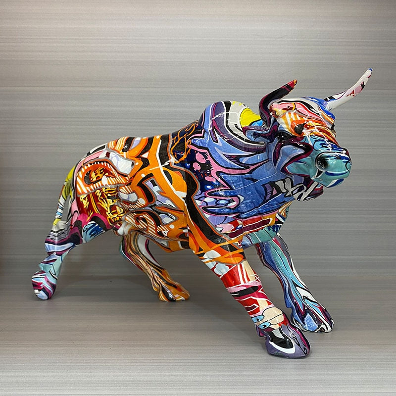 ArtZ® Graffiti Painted Bull Sculpture Graffiti Painted Bull Sculpture