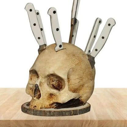 Gothic Skull Kitchen Knife Holder Organizer