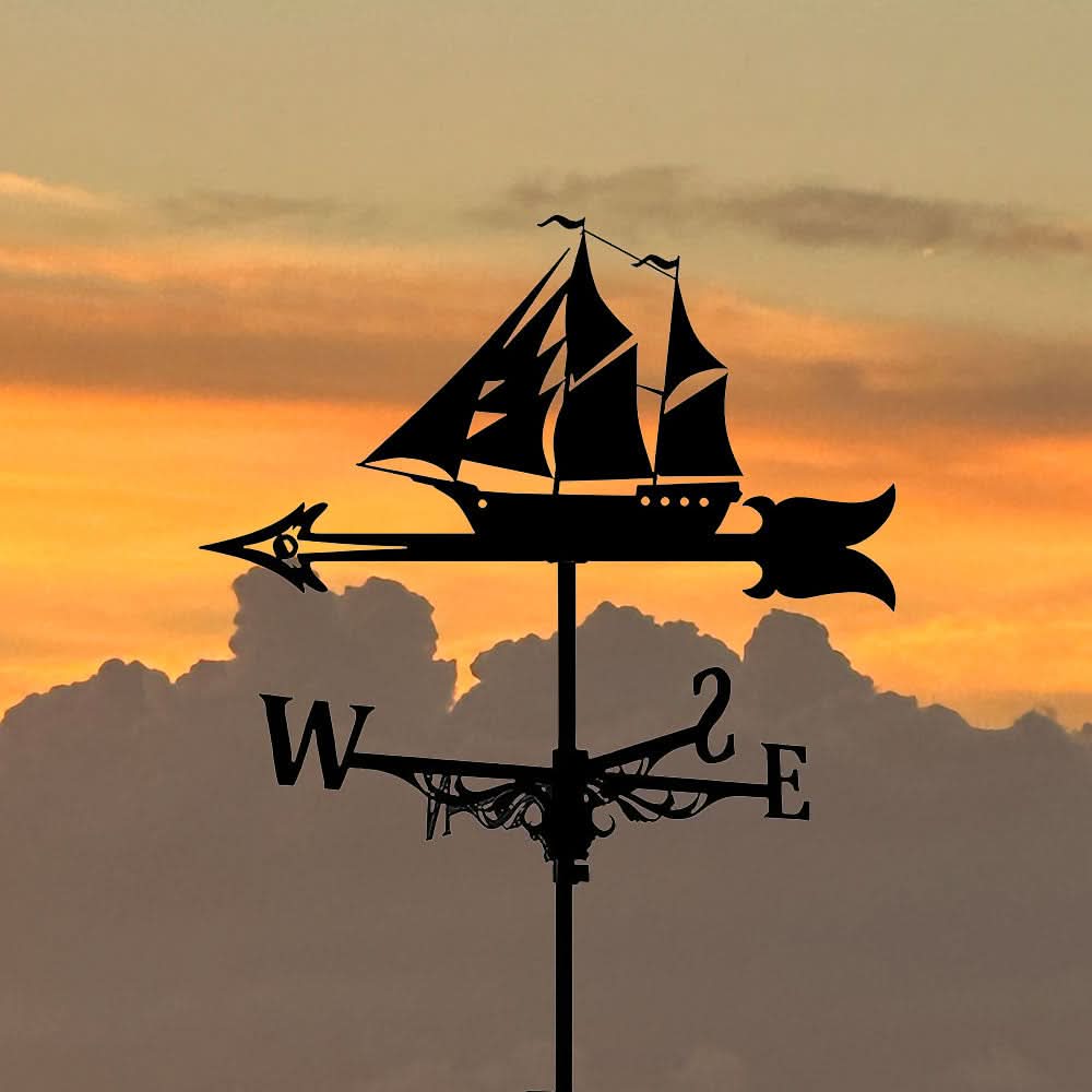 Sailboat Ocean Silhouette Stainless Steel Weathervane