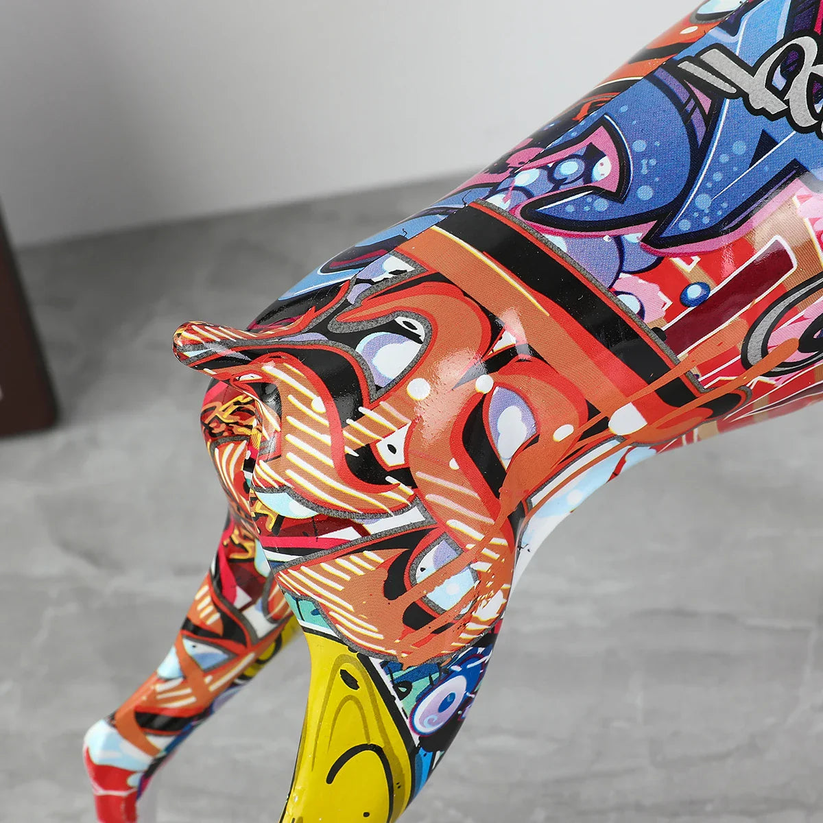 ArtZ® Standing Doberman Pinscher Graffiti Painted Sculpture Doberman Pinscher Graffiti Painted dog Sculpture