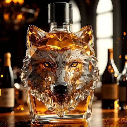 Wolf Head Decorative Glass Spirit Decanter