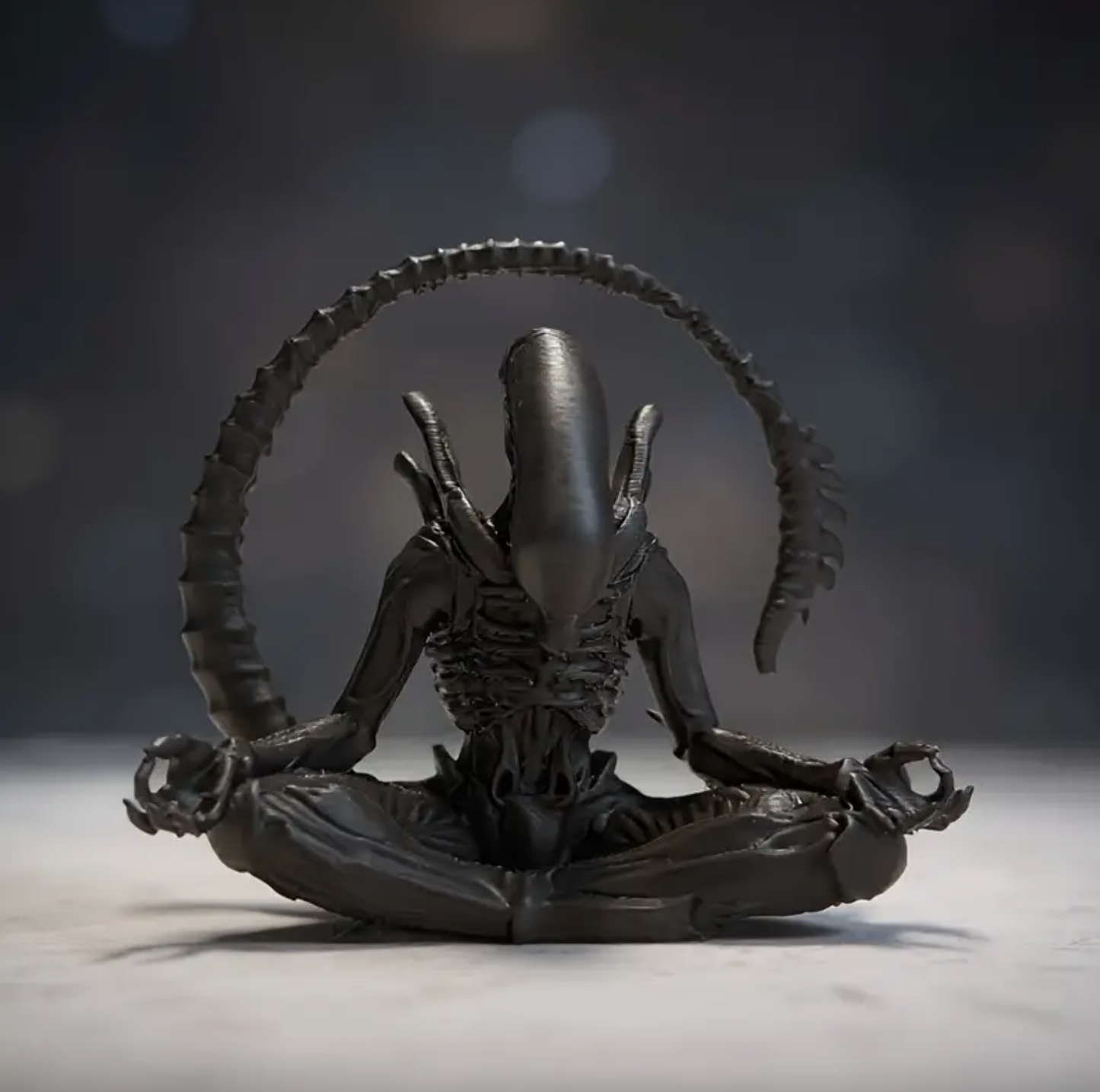 Meditating Alien Figure Home Sculpture