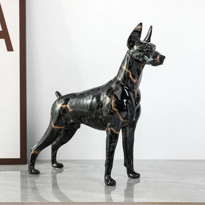 ArtZ® Standing Doberman Pinscher Graffiti Painted Sculpture Doberman Pinscher Graffiti Painted dog Sculpture Black