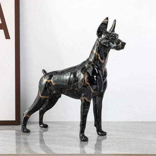 ArtZ® Standing Doberman Pinscher Graffiti Painted Sculpture Doberman Pinscher Graffiti Painted dog Sculpture Black