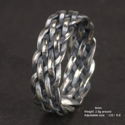 Wide Gleipnir Viking Ring 925 Sterling Silver