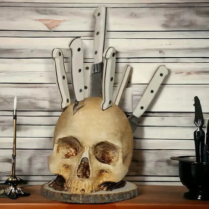 Gothic Skull Kitchen Knife Holder Organizer