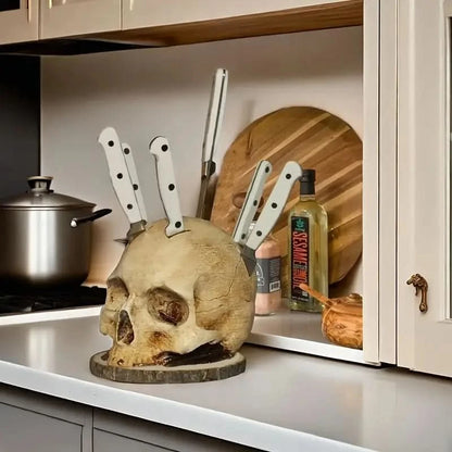 Gothic Skull Kitchen Knife Holder Organizer