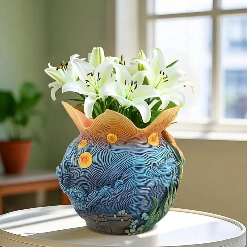 Van Gogh Style Decorative Flower Vase