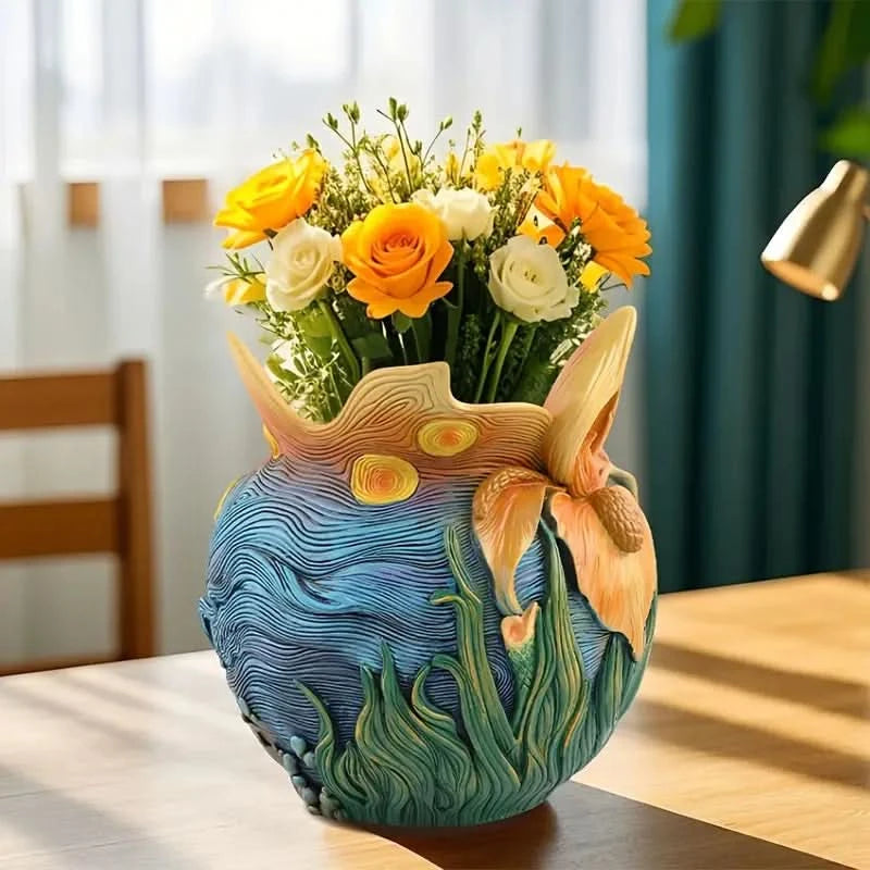 Van Gogh Style Decorative Flower Vase
