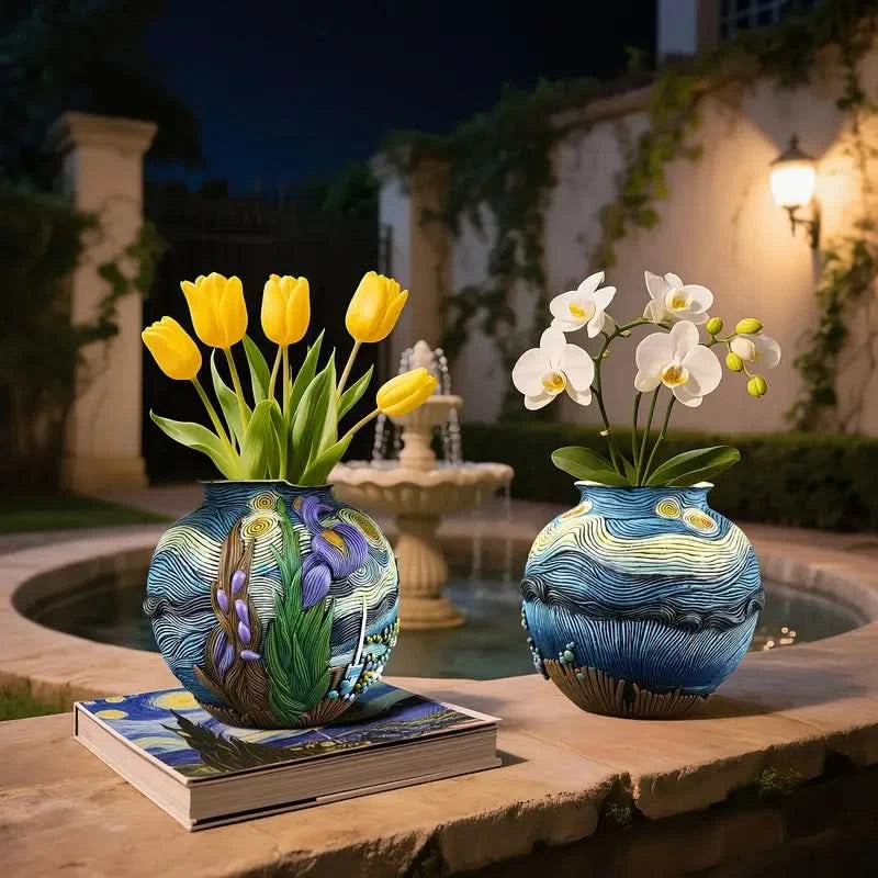 Van Gogh Style Decorative Flower Vase
