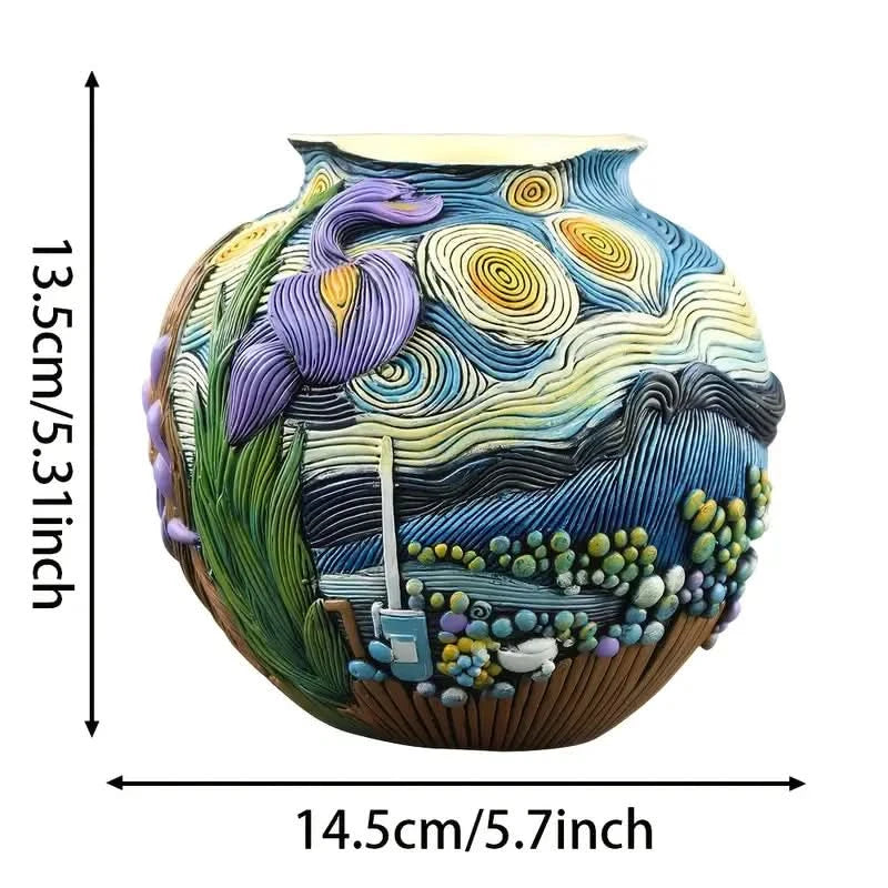 Van Gogh Style Decorative Flower Vase