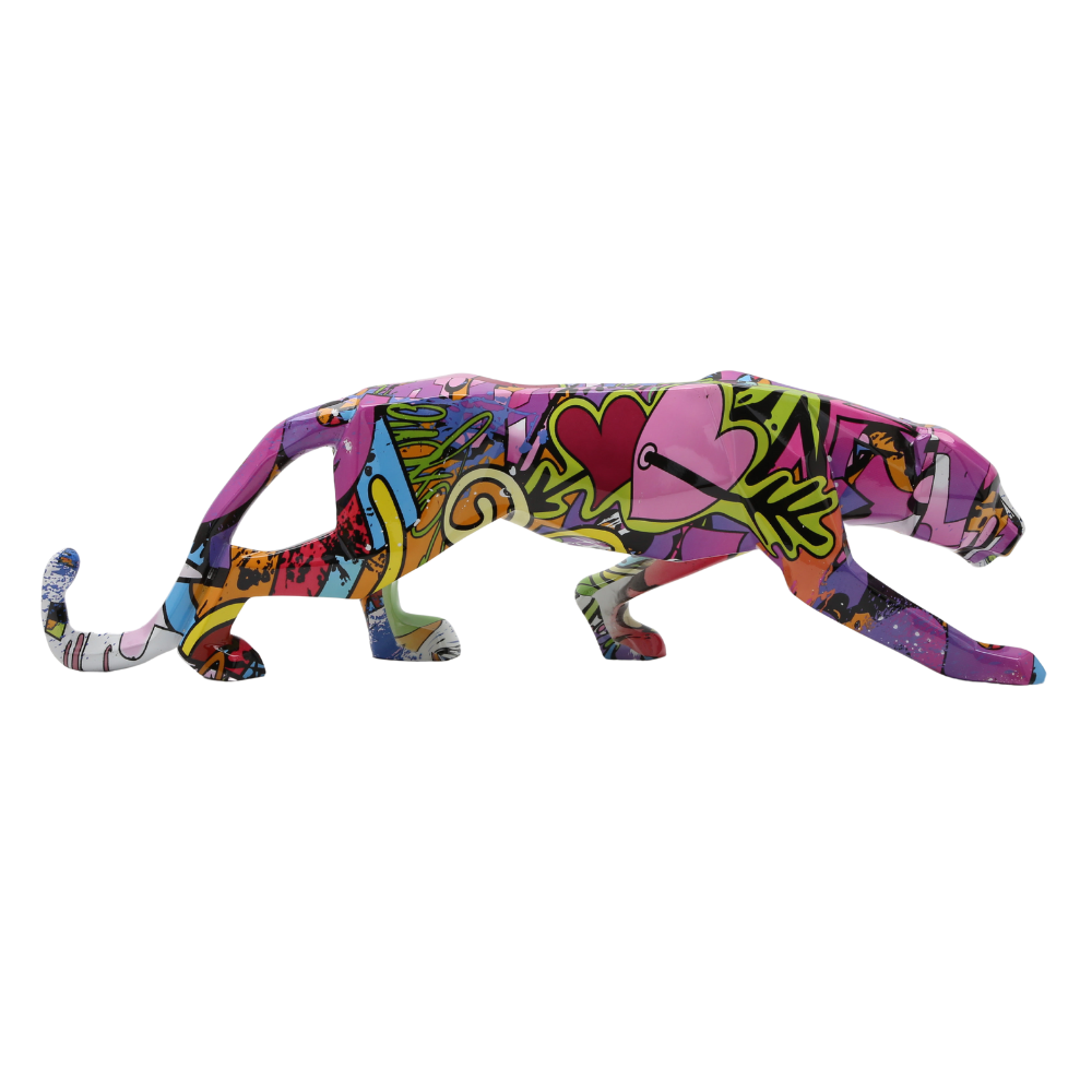 ArtZ® Graffiti Painted Panther Sculpture Sculptures Abstract
