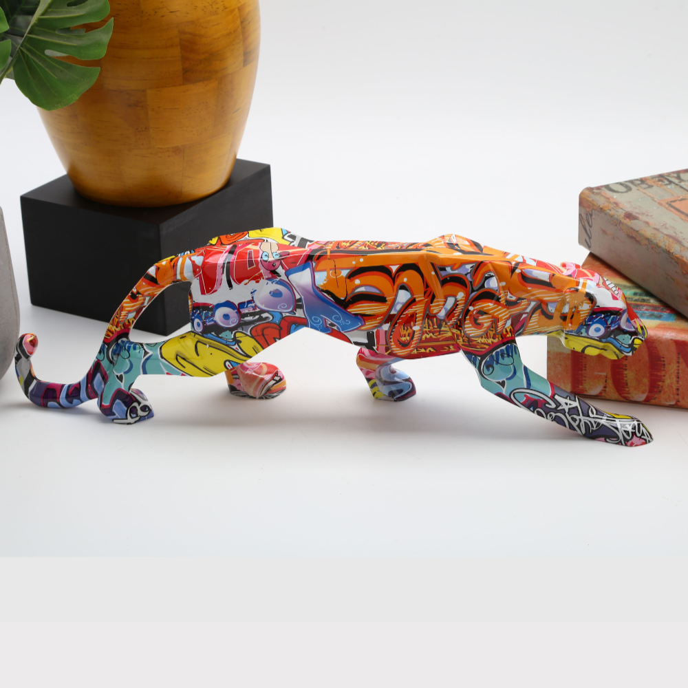 ArtZ® Graffiti Painted Panther Sculpture Sculptures