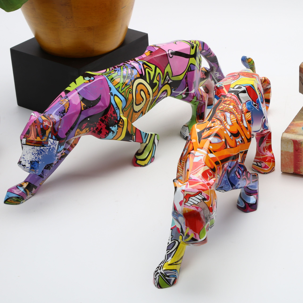 ArtZ® Graffiti Painted Panther Sculpture Sculptures